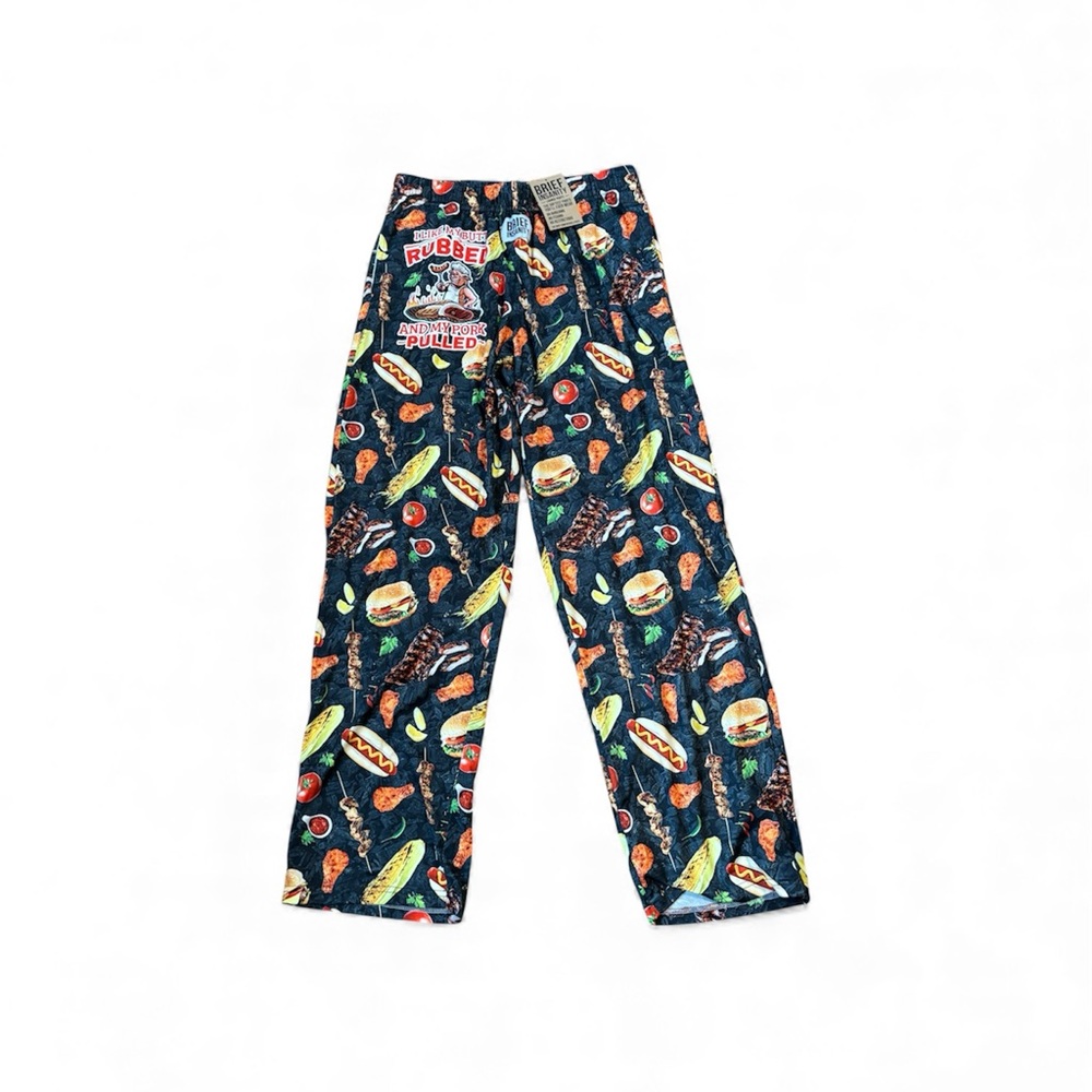 NWT Brief Insanity Butt Rubbed BBQ Lounge Pants Pockets Comfy Food Funny Large